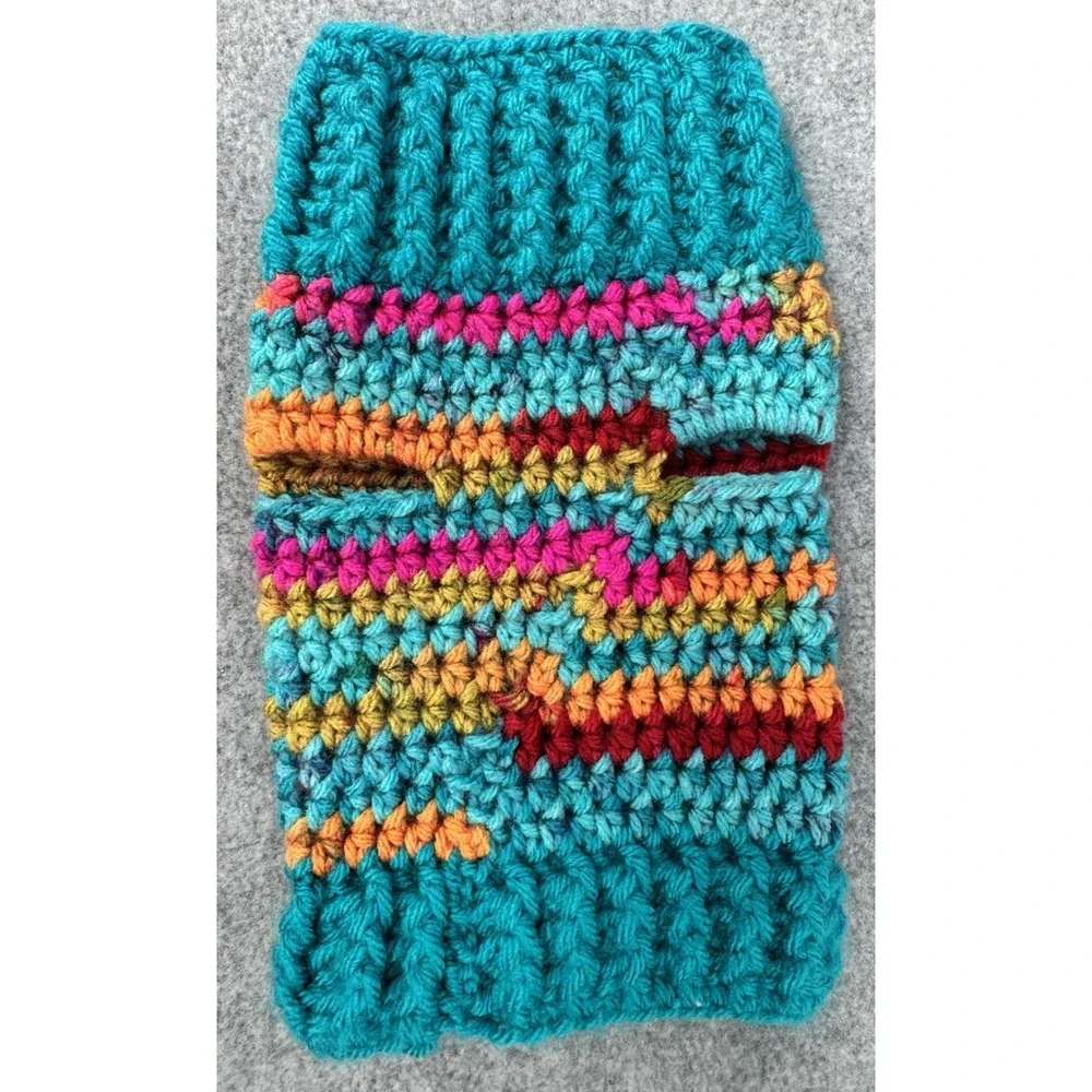 Extra Small Dog‎ Sweater Turquoise Variegated Crocheted Handmade